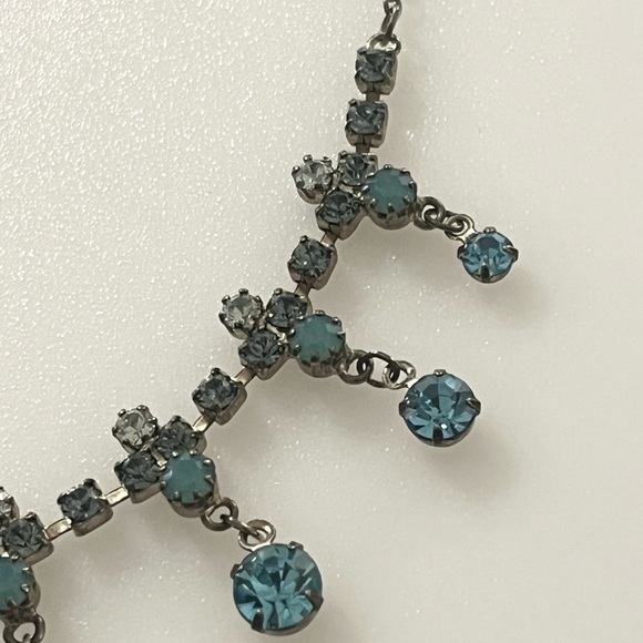 Vintage Blue Prong Set Rhinestone 13” - 16” Necklace - Picture 5 of 16